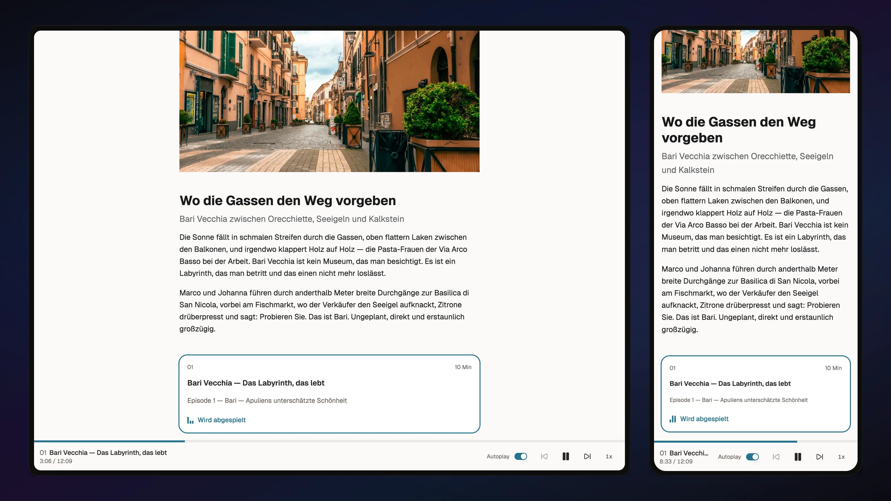 Vertellen Player — Gebrandete Audio-Erfahrung
